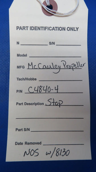 McCauley Threaded Propeller Stop w/ 8130 P/N C4840-4 NOS (0523-282)