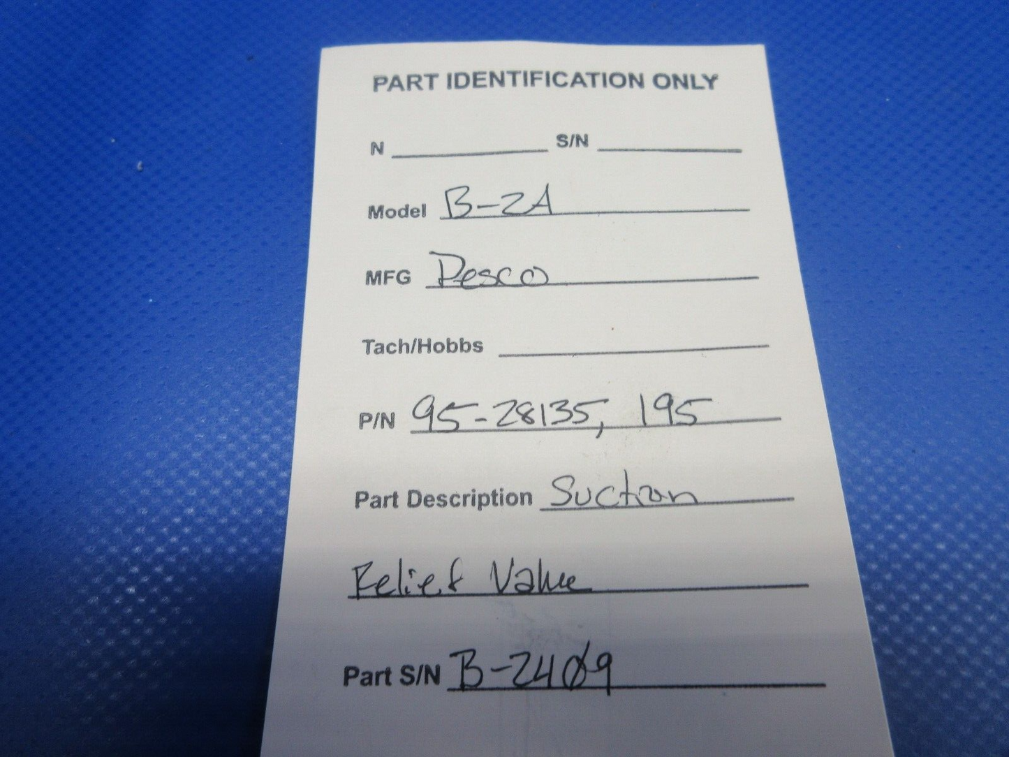 Pesco B-2A Suction Relief Valve P/N 95-28135 (0224-1107)