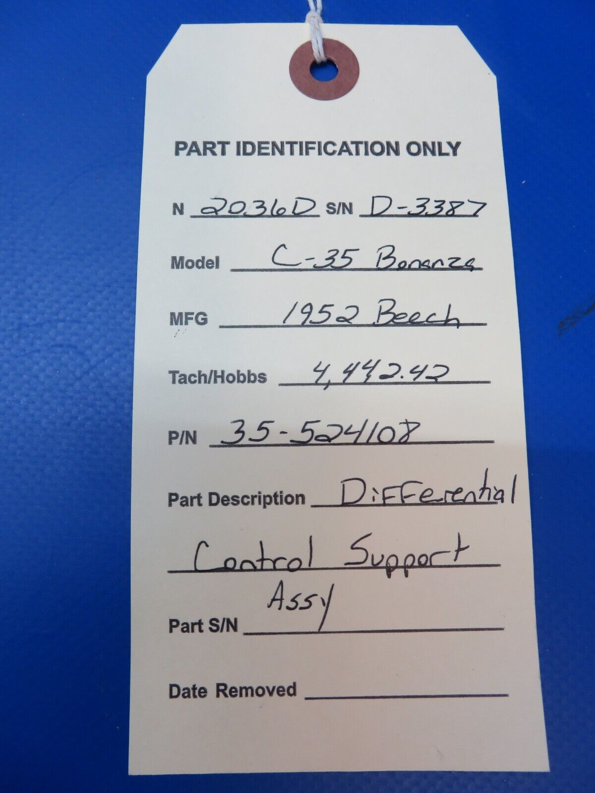 Beech C-35 Bonanza Differential Control Support Assy P/N 35-524108 (1122-151)
