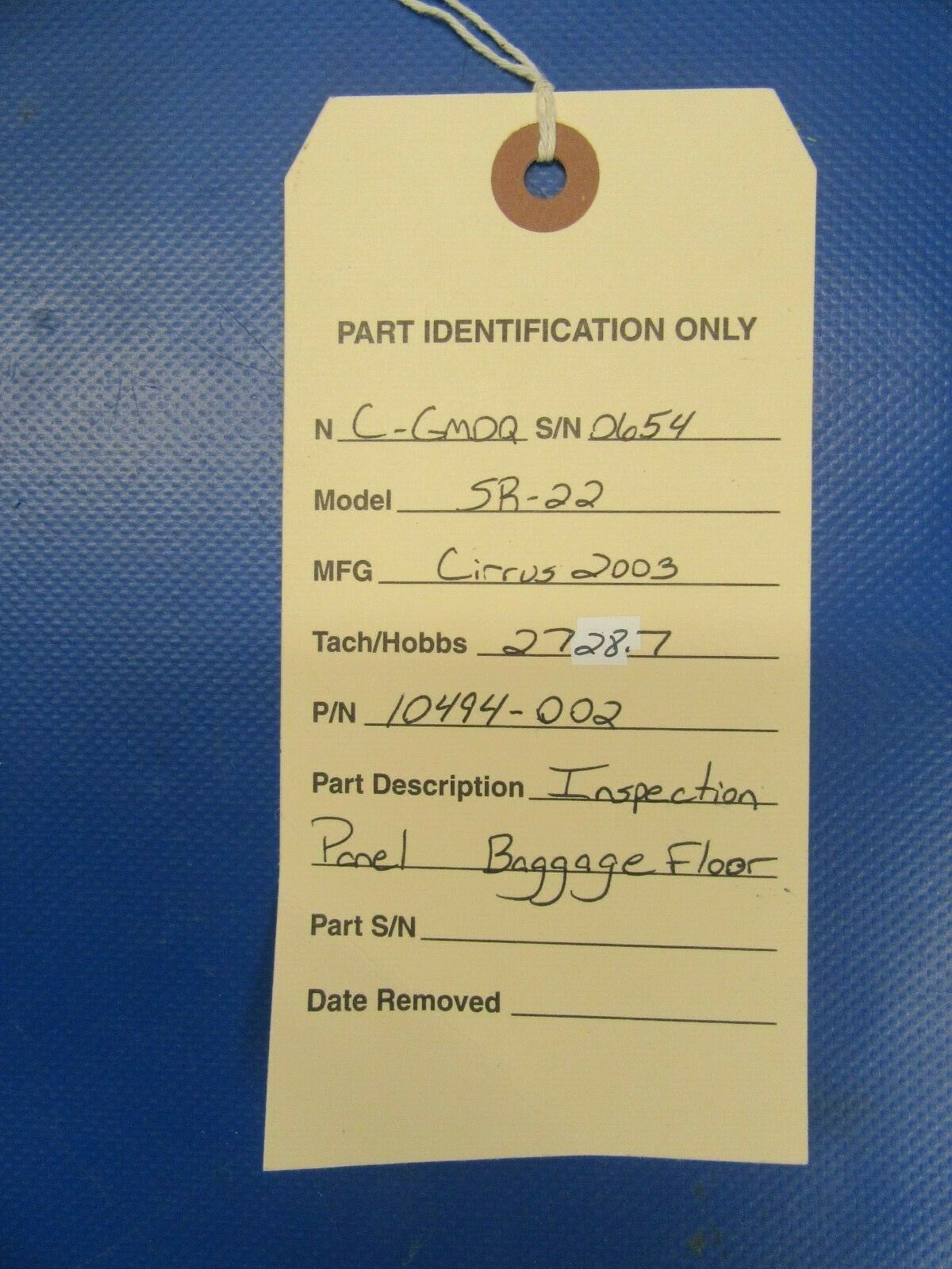 Cirrus SR22 Inspection Panel Baggage Floor 10494-002 (1019-91)