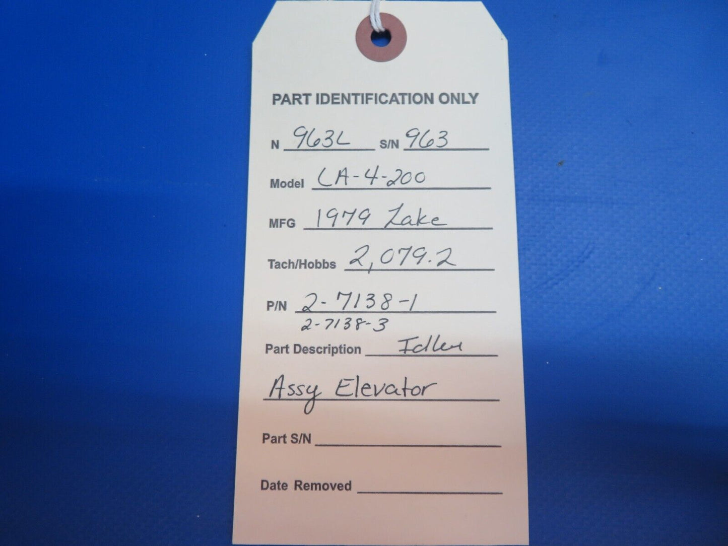 Lake LA-4-200 Idler Assy Elevator P/N 2-7138-1, 2-7138-3 (1222-731)