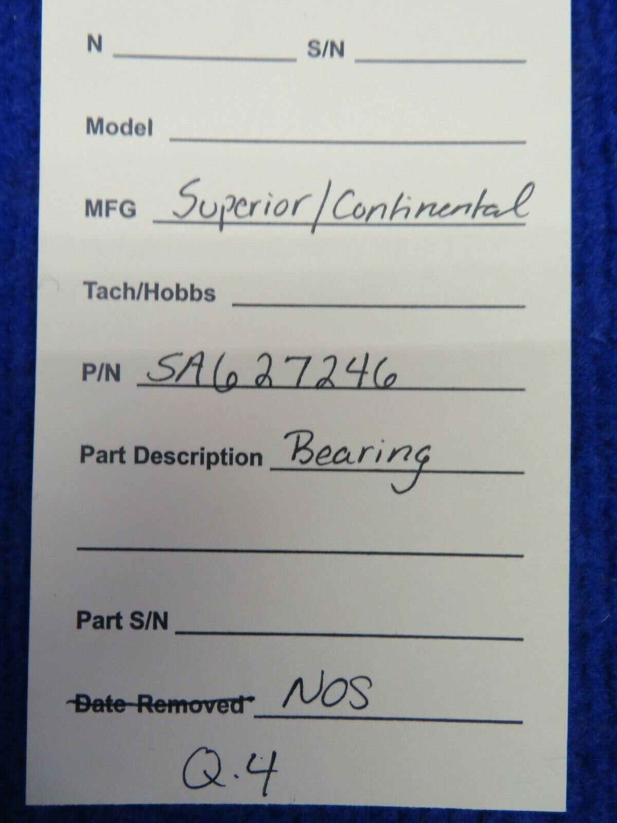 Superior / Continental Bearing P/N SA627246 NOS (0222-718)