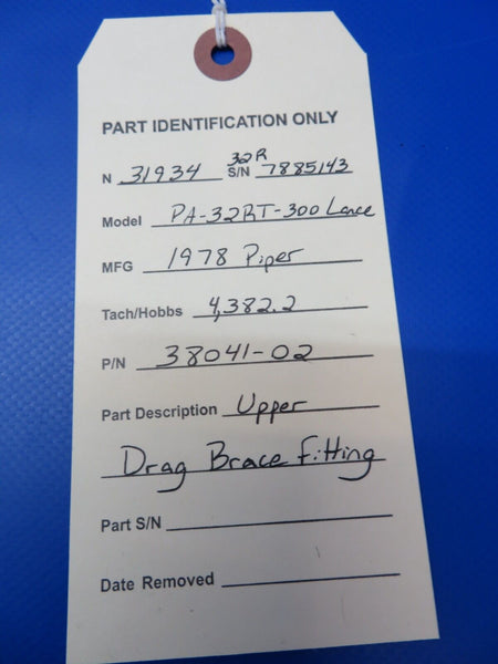 Piper PA-32RT-300 Lance Upper Drag Brace Fitting P/N 38041-02 (1122-347)