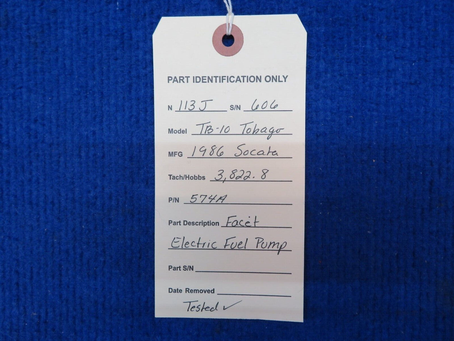 Socata TB-10 Facet Electric Fuel Pump 12V P/N 574A (0822-527)