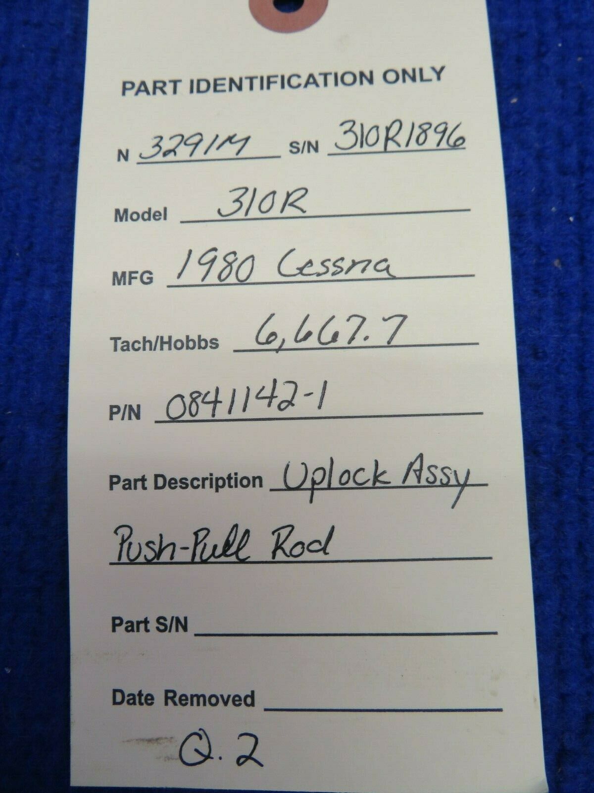 Cessna 310 / 310R Uplock Assembly Push-Pull Rod P/N 0841142-1 (0422-361)