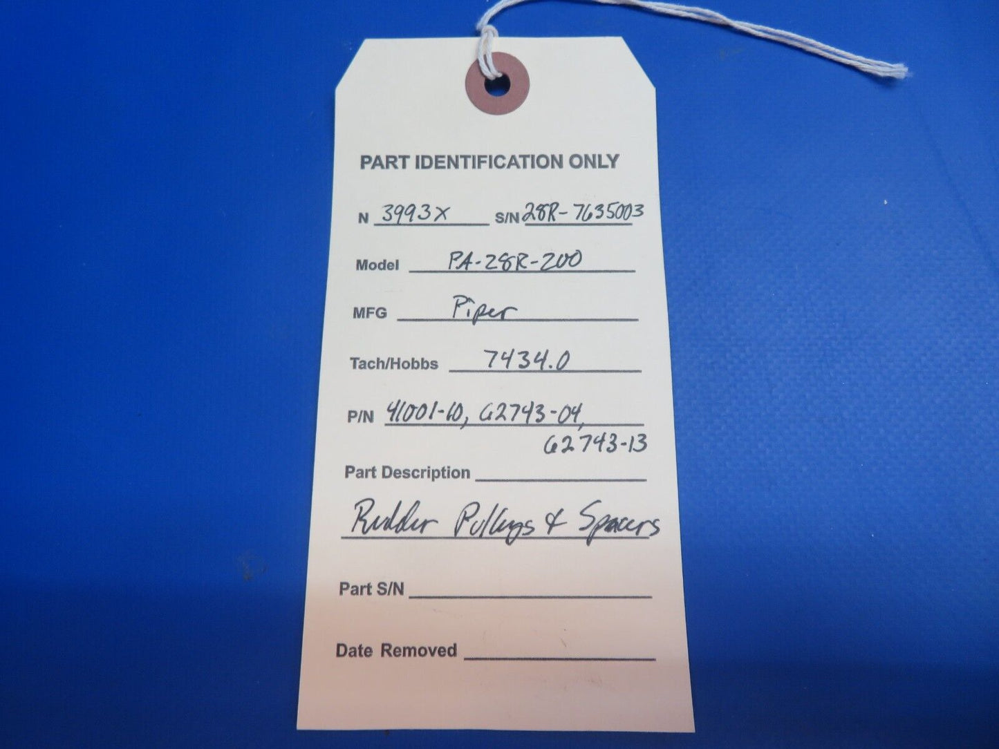 Piper PA-28R-200 Rudder Pulleys & Spacers P/N 41001-10 (1022-810)