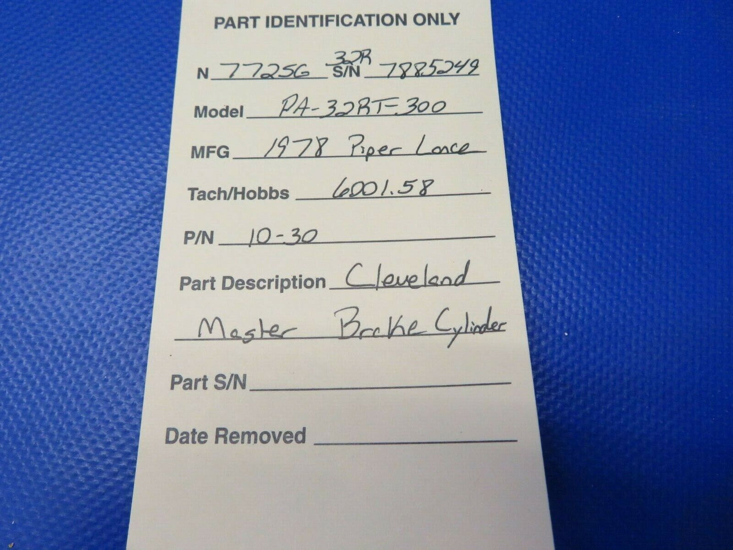 Piper PA-32RT-300 Lance Cleveland Master Brake Cylinder P/N 10-30 (0521-750)