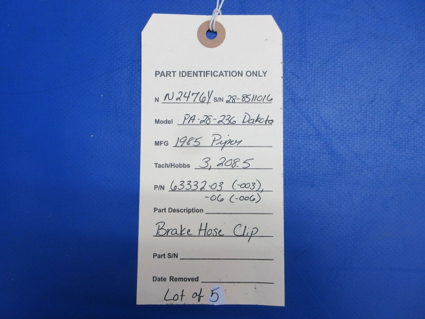 Piper PA-28-236 Dakota Brake Hose Clip P/N 63332-03 LOT OF 5 (0623-265)