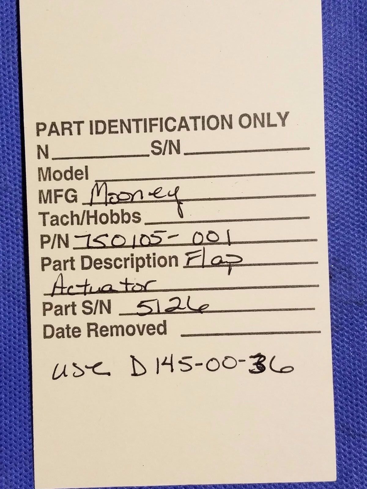 Mooney Flap Actuator P/N 750105-001 & D145-00-36 (0616-75)