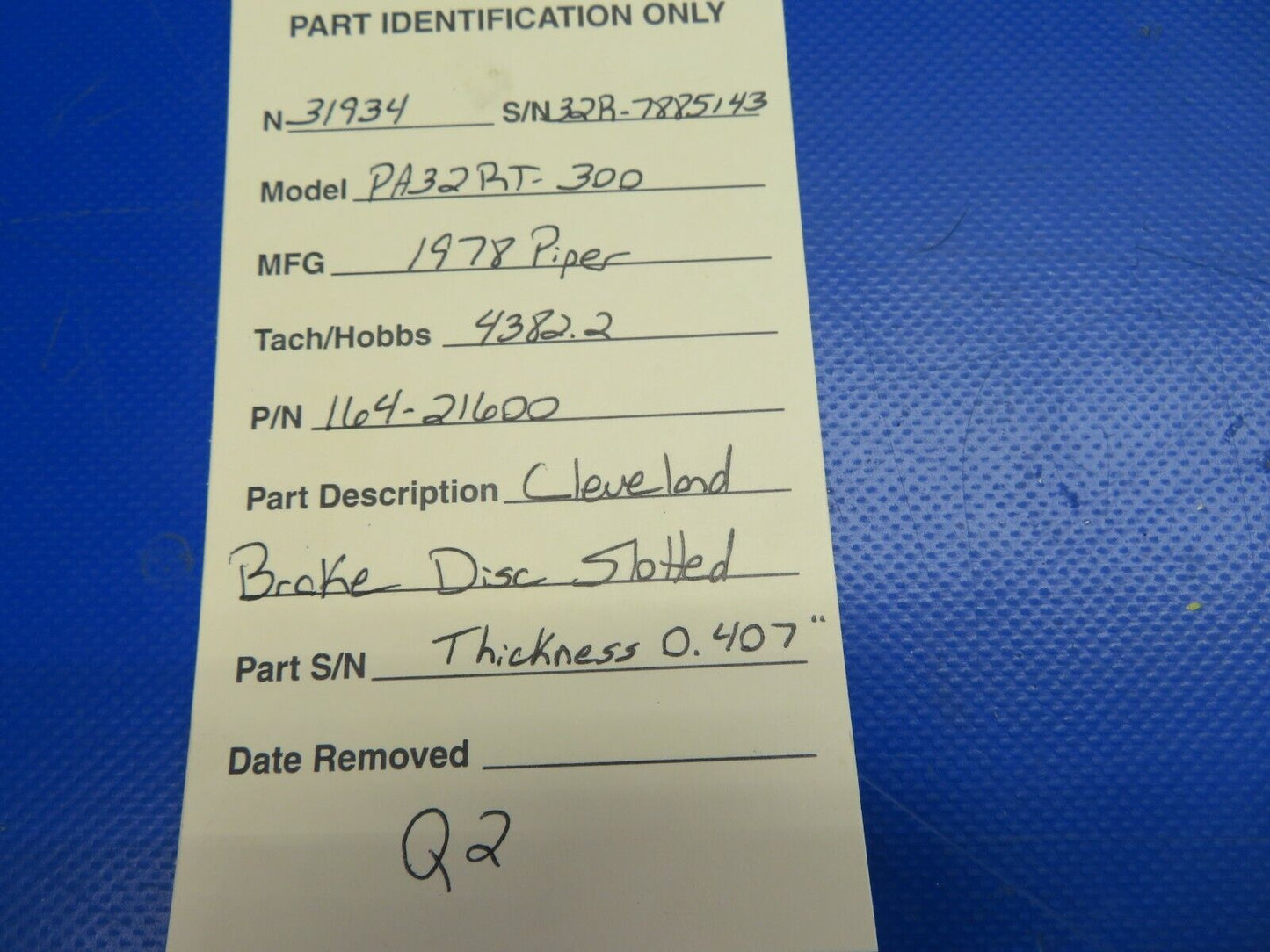 Piper Lance II Cleveland Brake Disc Thickness 0.407" P/N 164-21600 (0620-485)