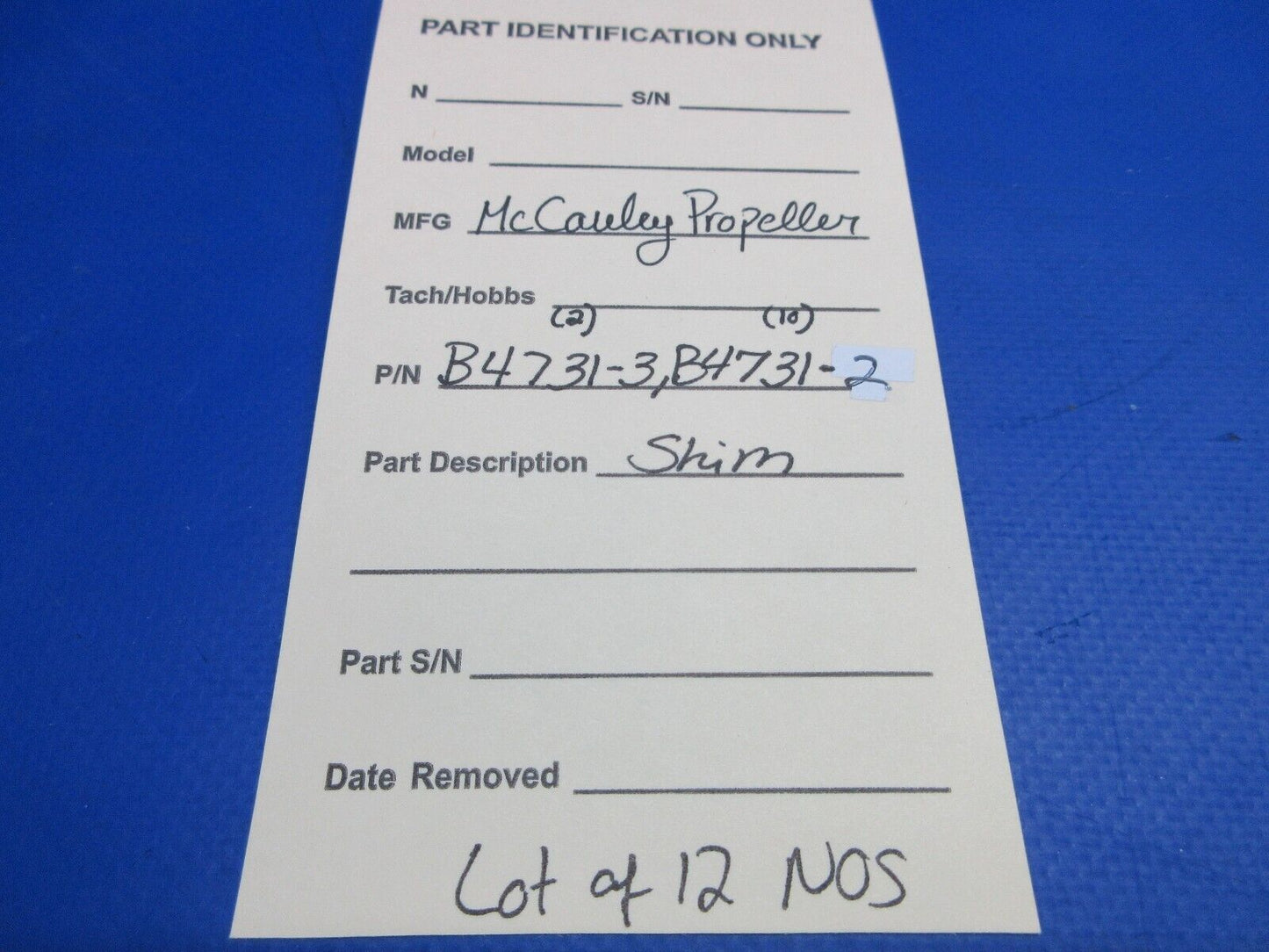 McCauley Threaded Propeller Shim LOT OF 12 P/N B4731-2, B4731-3 NOS (0523-407)