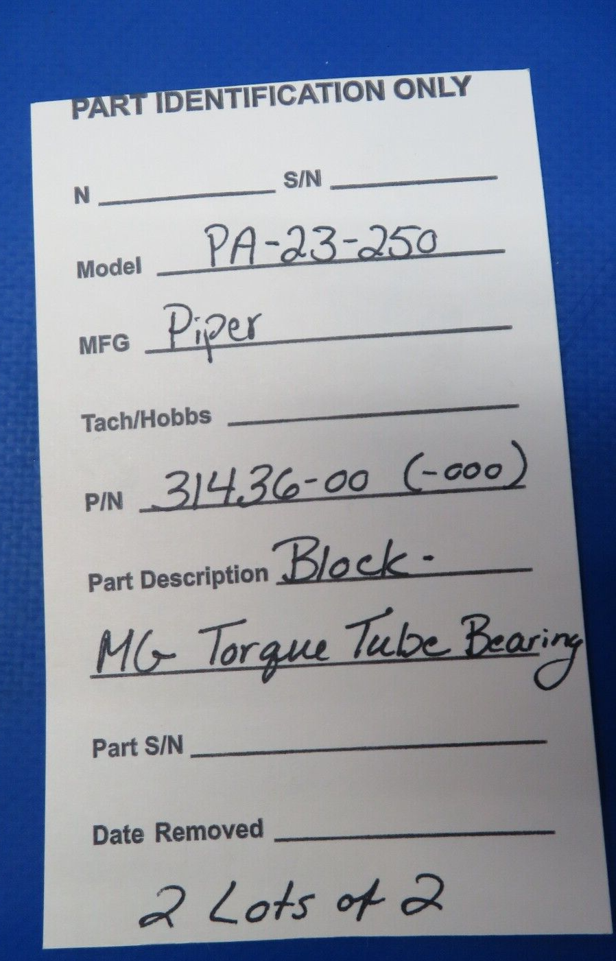 Piper PA-23-250 Block MG Torque Tube Bearing P/N 31436-00 LOT OF 2 (0523-148)