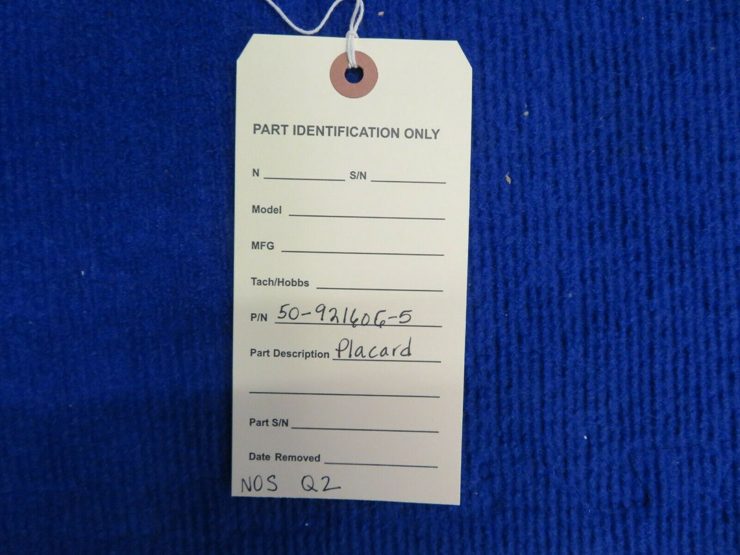 Beech Placard P/N 50-921606-5 NOS (0522-648)