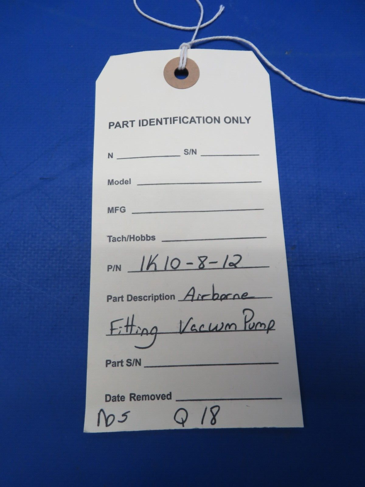 Airborne Fitting Vacuum Pump P/N 1K10-8-2 NEW OLD STOCK (0923-570)