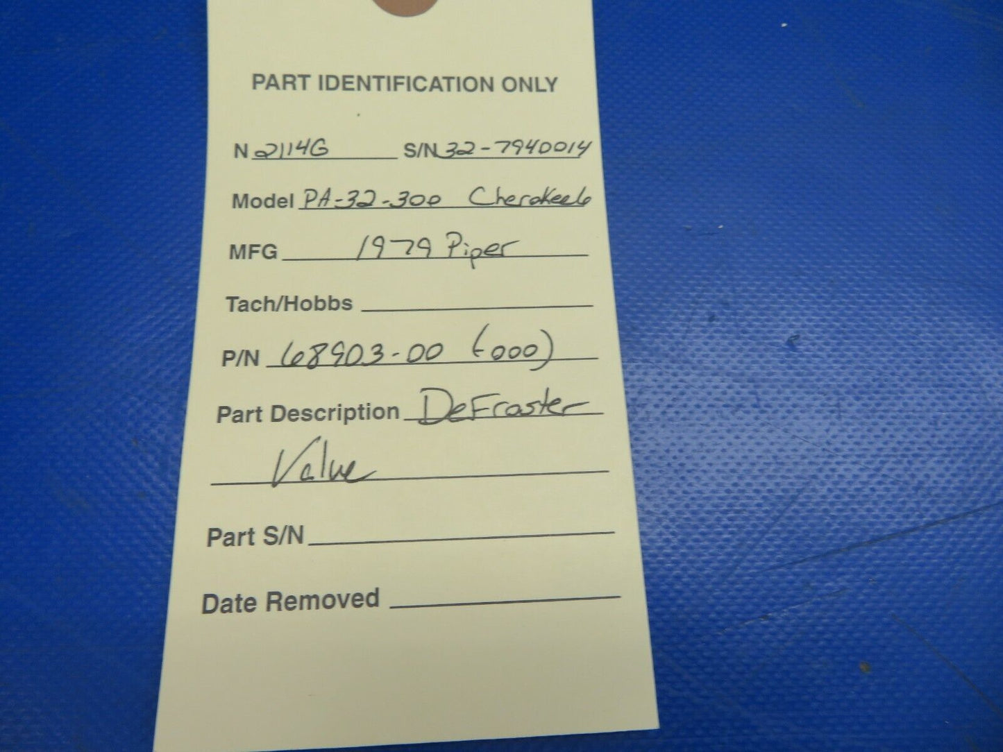 Piper PA-32-300 Cherokee Six Defroster Valve P/N 68903-00 (0720-375)