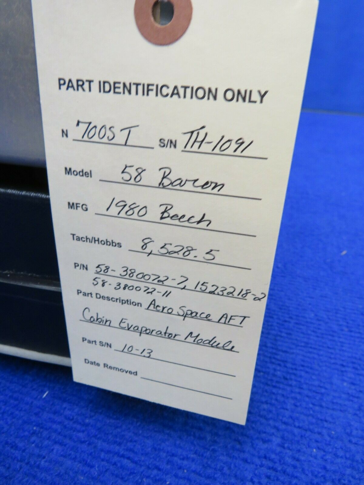 Beech 58 Baron Aero Space AFT Cabin Evaporator Module P/N 58-380072-7 (0422-335)