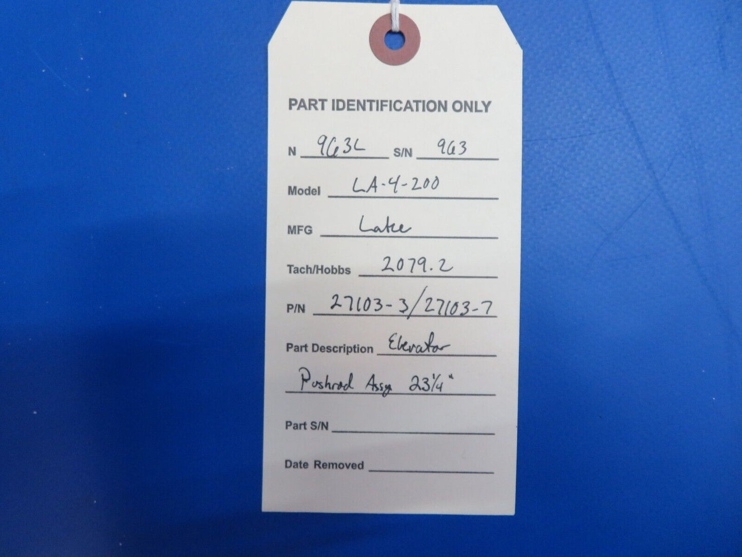 Lake LA-4-200 Elevator Push Rod Assy 23 1/4" P/N 27103-3, 27103-7 (1222-776)