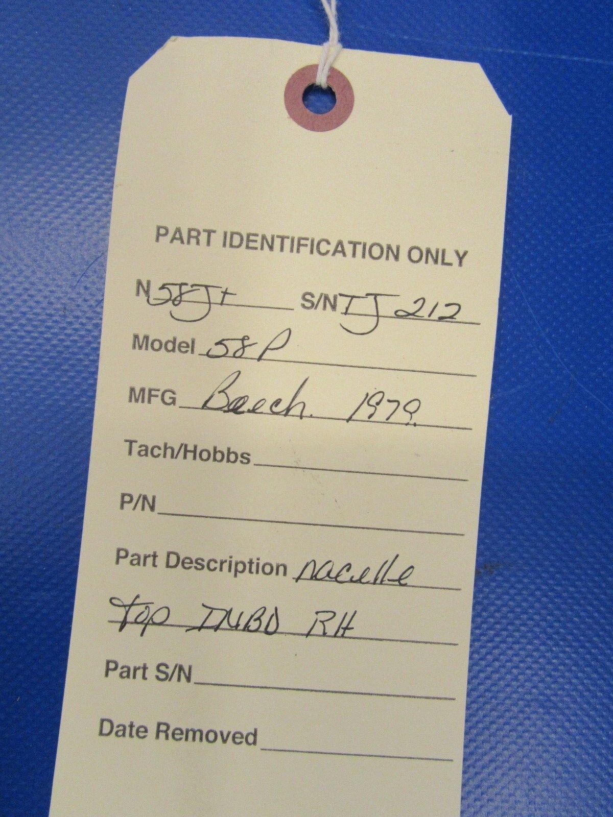 Beech Baron N58P Nacelle Top INBD RH P/N 102-980000-14 (0418-80)
