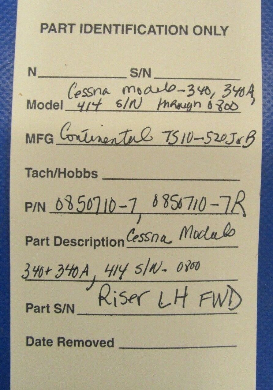 Cessna 340, 340A, 414 Riser Exhaust LH FWD 0850710-7 & 9910295-17 (1218-247)
