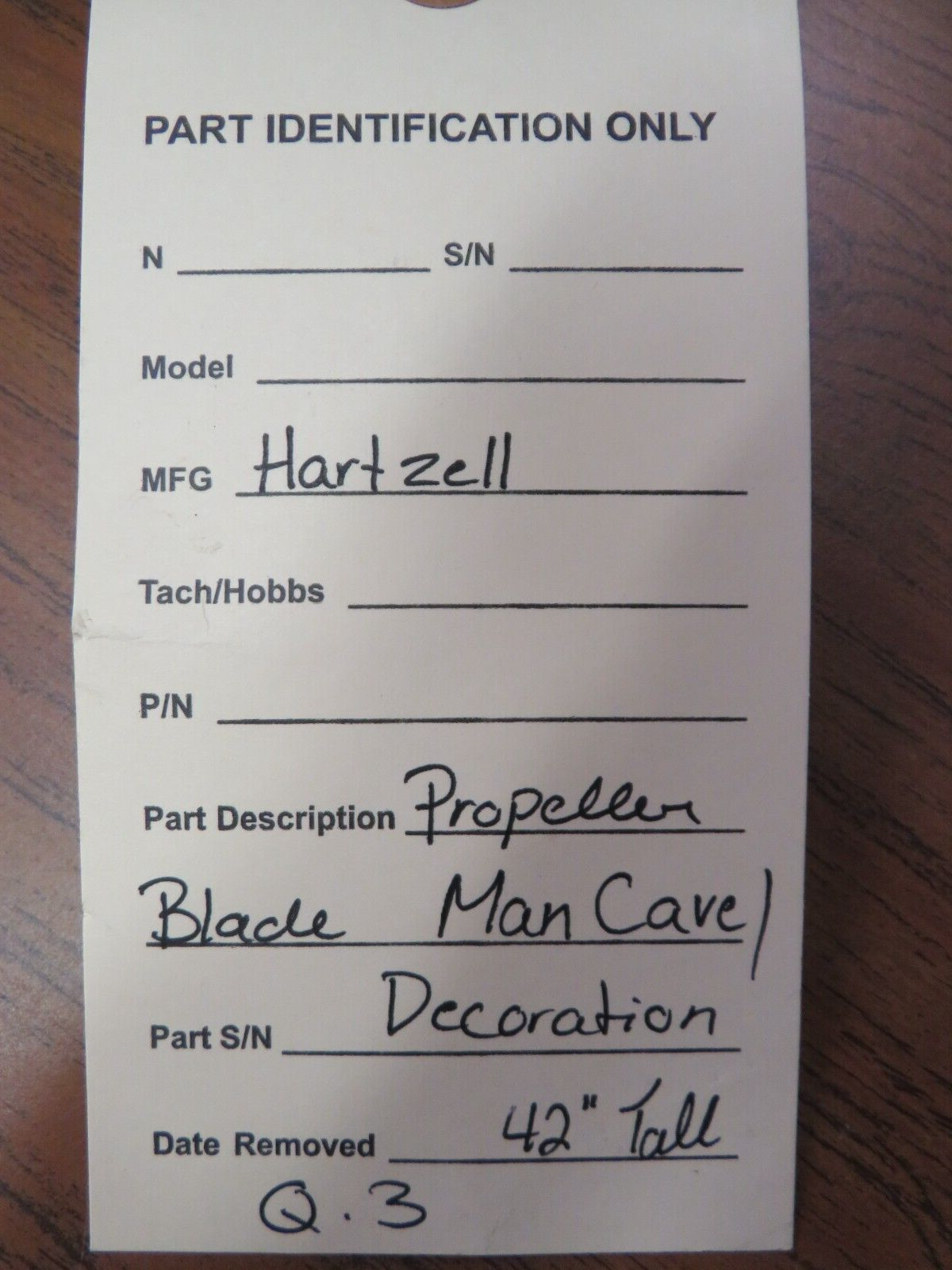 Hartzell Propeller Blade Man Cave / Decoration 42" Tall Aluminum (0823-380)
