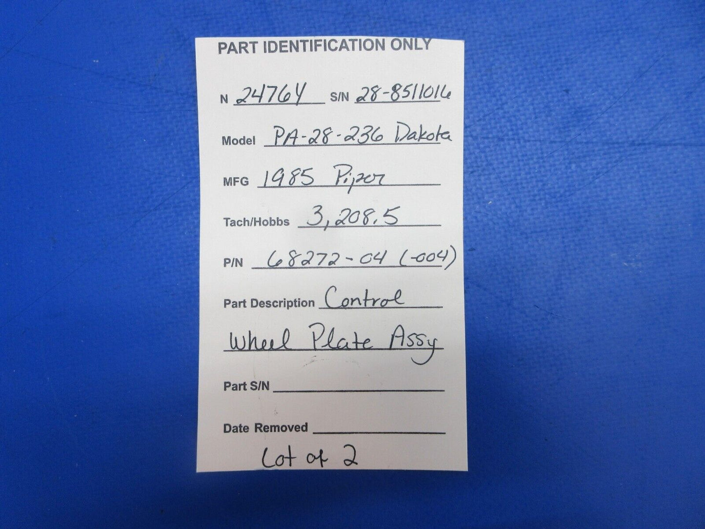 Piper PA-28-236 Dakota Control Wheel Plate Assy P/N 68272-04 LOT OF 2 (0623-278)