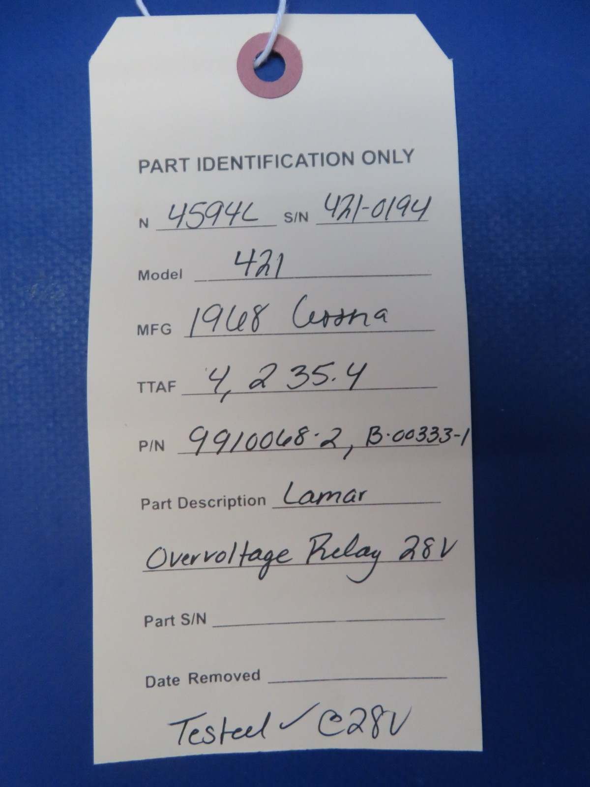 Cessna 421 Lamar Overvoltage Relay 28v P/N 9910068-2 TESTED (0326-227)8