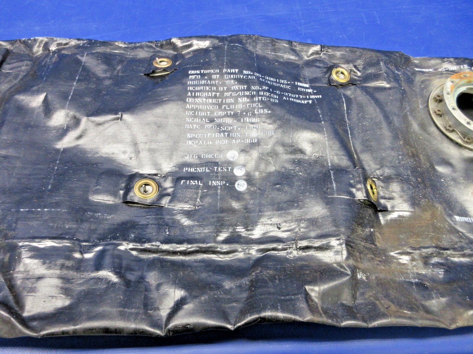 Beech Travel Air Goodyear RH Main Fuel Bladder 35-380135-10RH CORE (0326-857)3