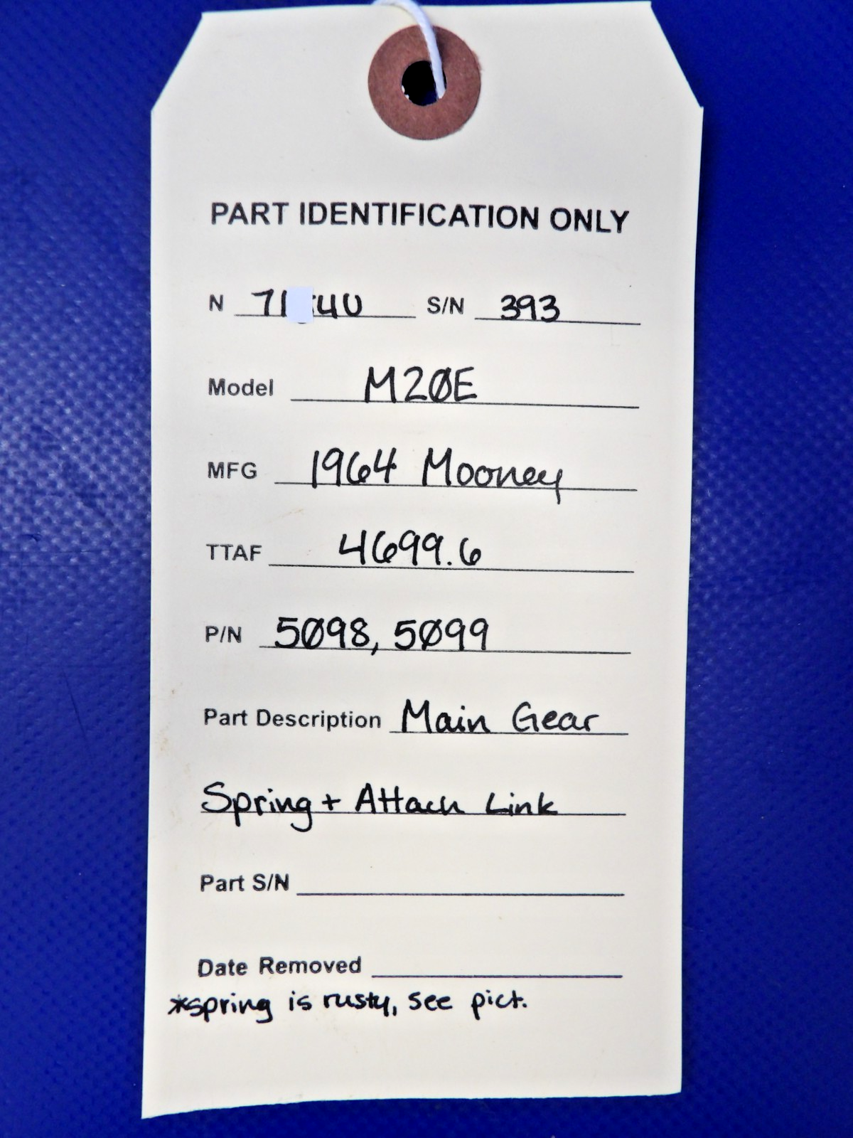 Mooney M20 / M20E Main Gear Spring & Attach Link P/N 5098 (0826-1330)10