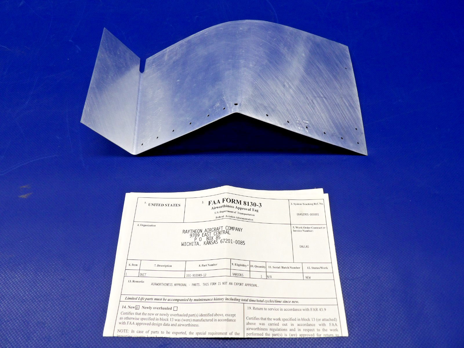 Beech King Air B200 Aft LWR Cowl Duct w 8130 P/N 101-910049-12 NOS (0426-1295)0