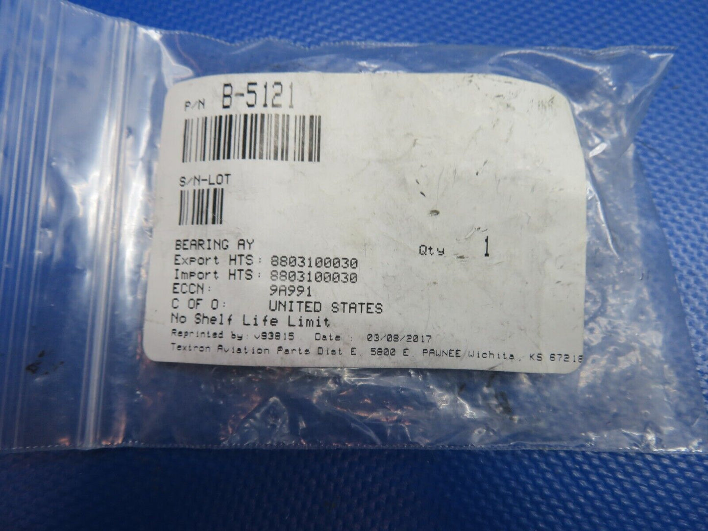 McCauley Bearing Assy / Brush Block P/N B-5121 NOS (0824-1722)