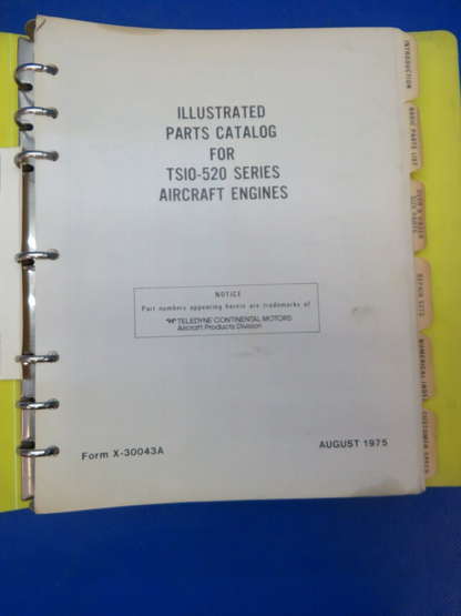 =Continental TSIO-520 Series OH Manual & Parts Catalog P/N X-30043A (1024-197)