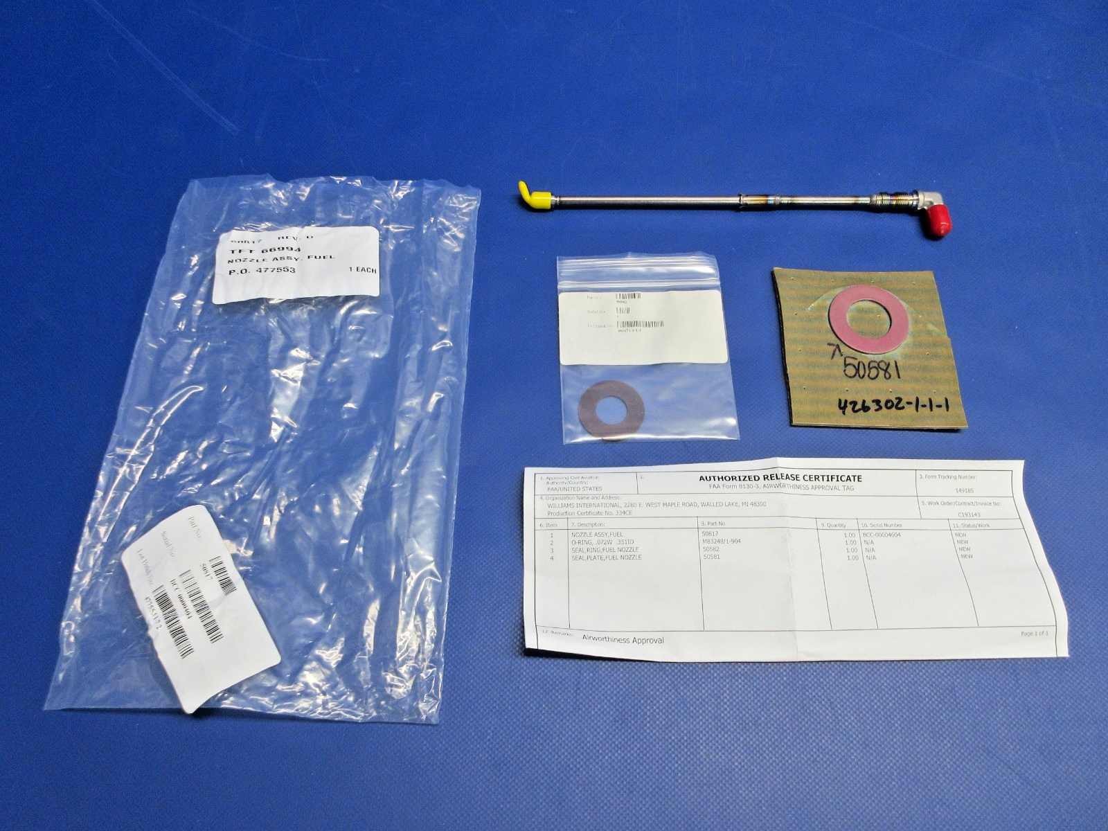 Pratt Fuel Nozzle, Seal Ring & Seal Plate w/8130 P/N 50581 NOS (0426-771)1