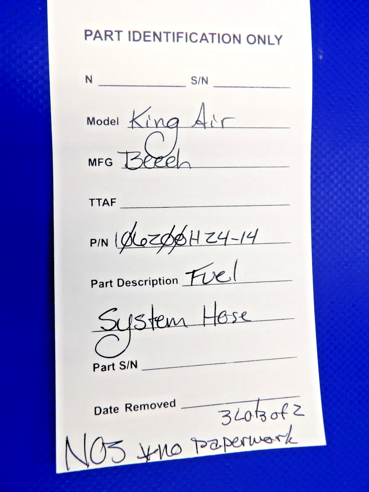 Beech King Air Fuel System Hose P/N 106200H24-14 NOS LOT OF 2 (0426-1249)10