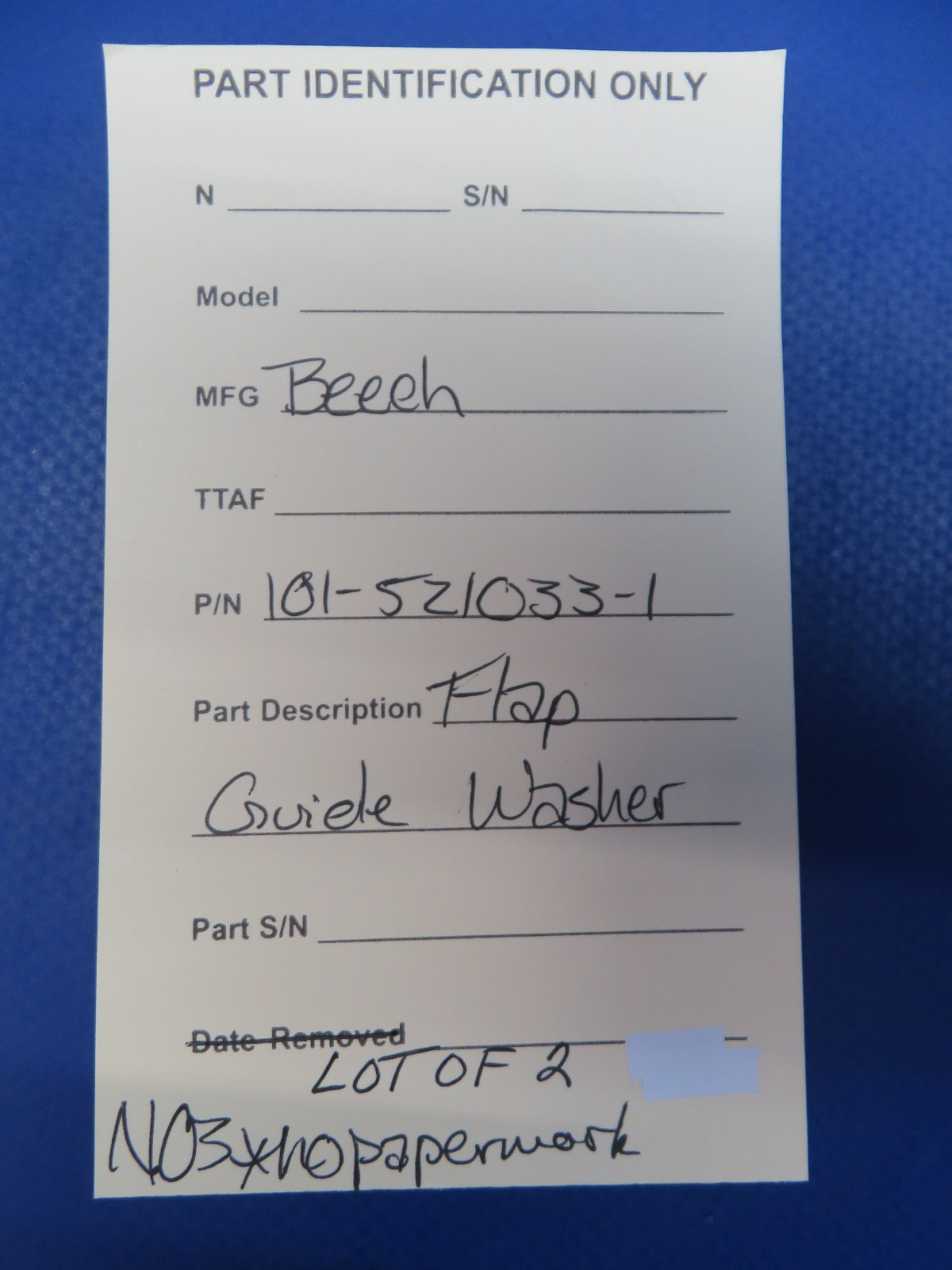 Beech Flap Guide Washer P/N 101-521033-1 NOS LOT OF 2 (0226-942)8
