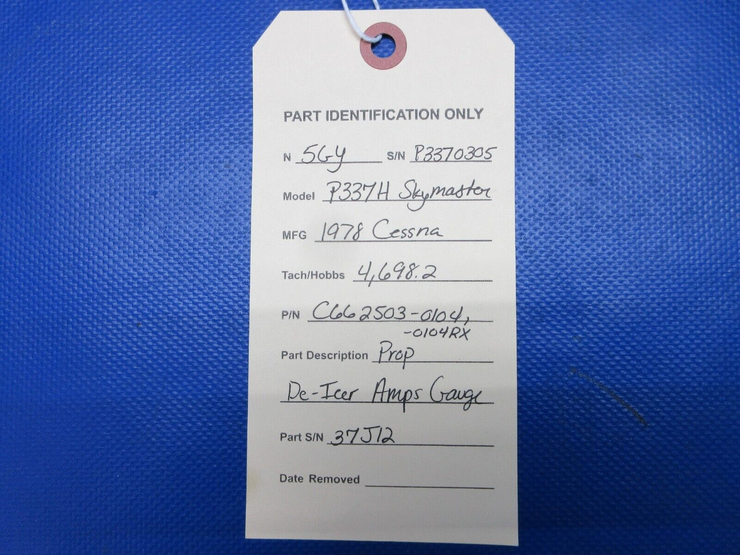 Cessna 337 / P337H Prop De-Icer Amps Gauge 28 Volt P/N C662503-0104 (0724-1354)