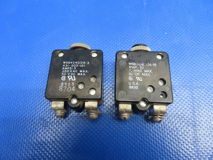 Piper PA-20 Pacer Circuit Breakers & Cutler-Hammer Switch LOT OF 10 (0824-1753)