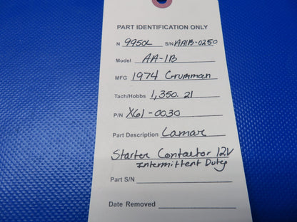 Grumman AA-1B Lamar Contactor 12V Intermitted Duty P/N X61-0030 (0424-1105)9