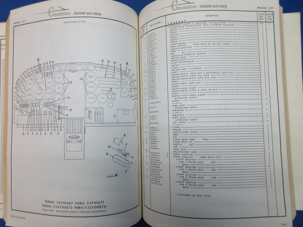 Cessna Skymaster 337G / F337G 1973 to 1976 Parts Catalog P/N P542-12 (1024-1293)