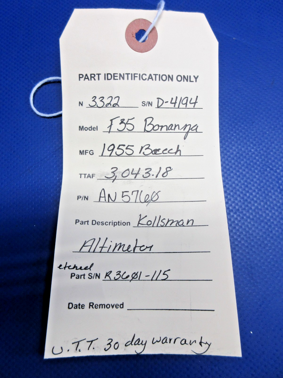 Beech F35 Bonanza Kollsman Altimeter P/N AN5760 WARRANTY (0626-841)9