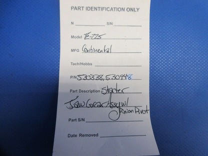Continental E-225 Starter Jaw Gear Assy & Pinion Pivot P/N 530338 (0824-908)