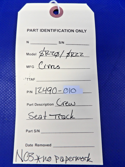 Cirrus SR20 / SR22 Crew Seat Track P/N 12490-010 NOS (0426-1370)11