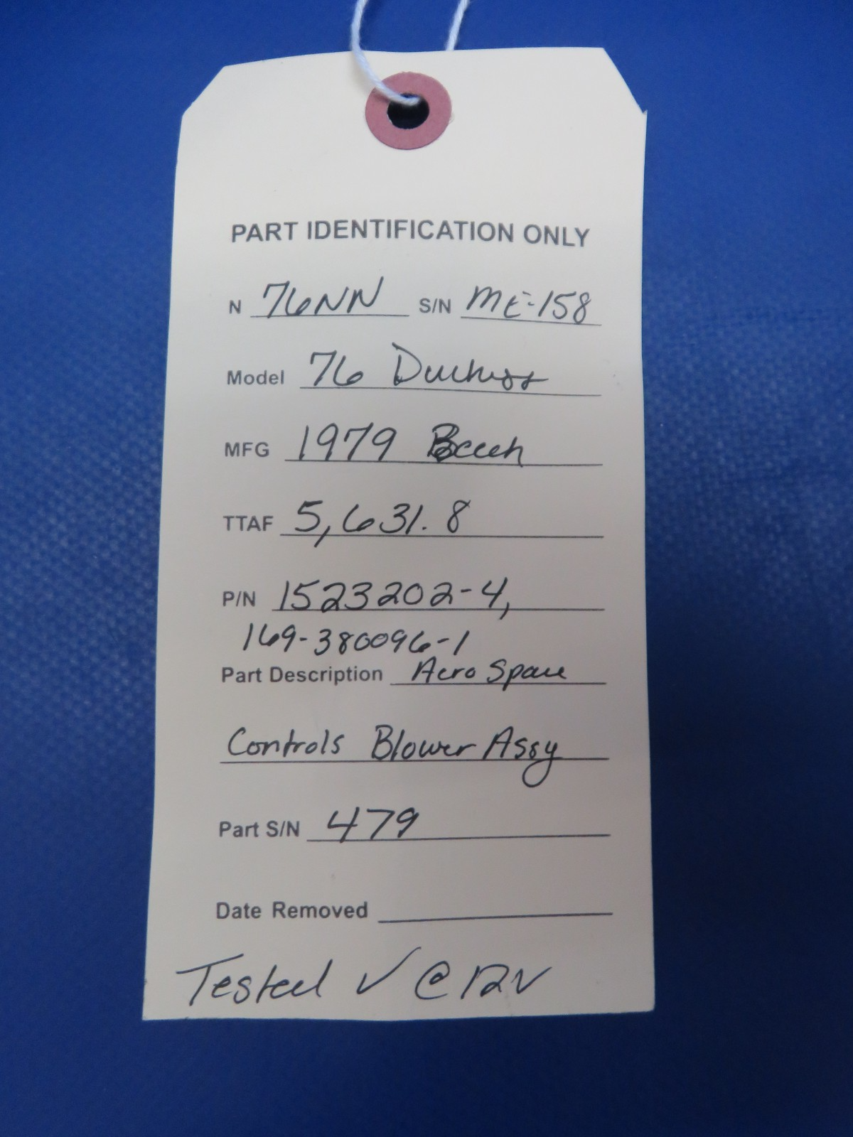 Beech 76 Duchess Aero Space Controls Blower P/N 1523202-4 TESTED (0326-104)14