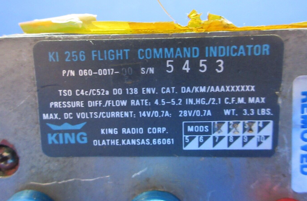 KI-256 Flight Command Indicator P/N 060-0017-00 CORE (0624-1260)