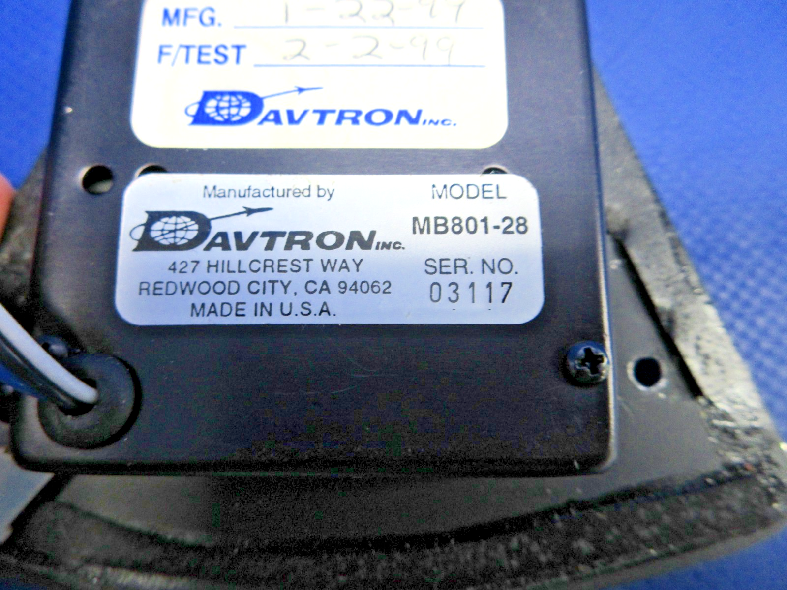 Beech Dual Yoke Davtron MB801-28 Digital Clock P/N MB801-28 TESTED (0626-896)4