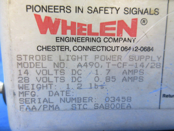 Enstrom 280FX Whelen A490 Strobe Light Power Supply RH 14/28v TESTED (1224-1288)