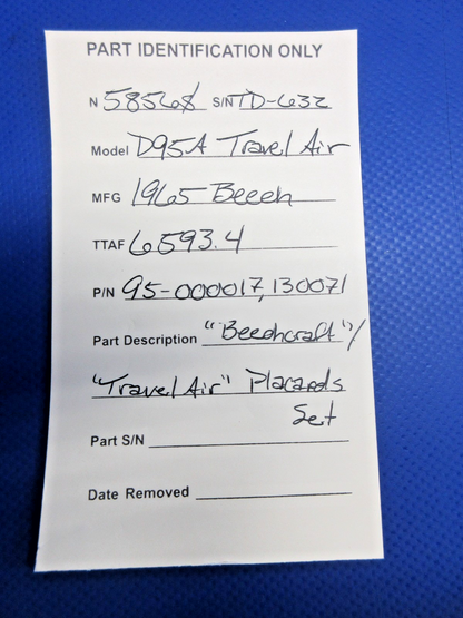 Beech Travel Air "Beechcraft" / " Travel Air" Placards Set 95-000017 (0326-812)12