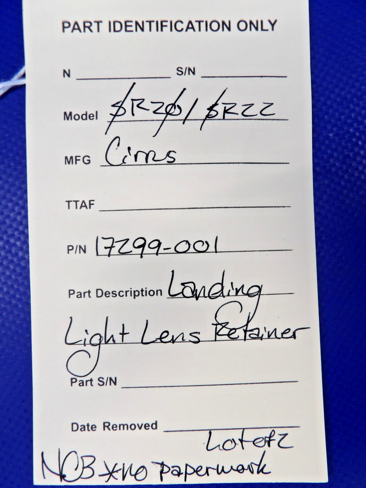 Cirrus SR20/SR22 Landing Light Lens Retainer 17299-001 LOT OF 2 NOS (0426-1297)11