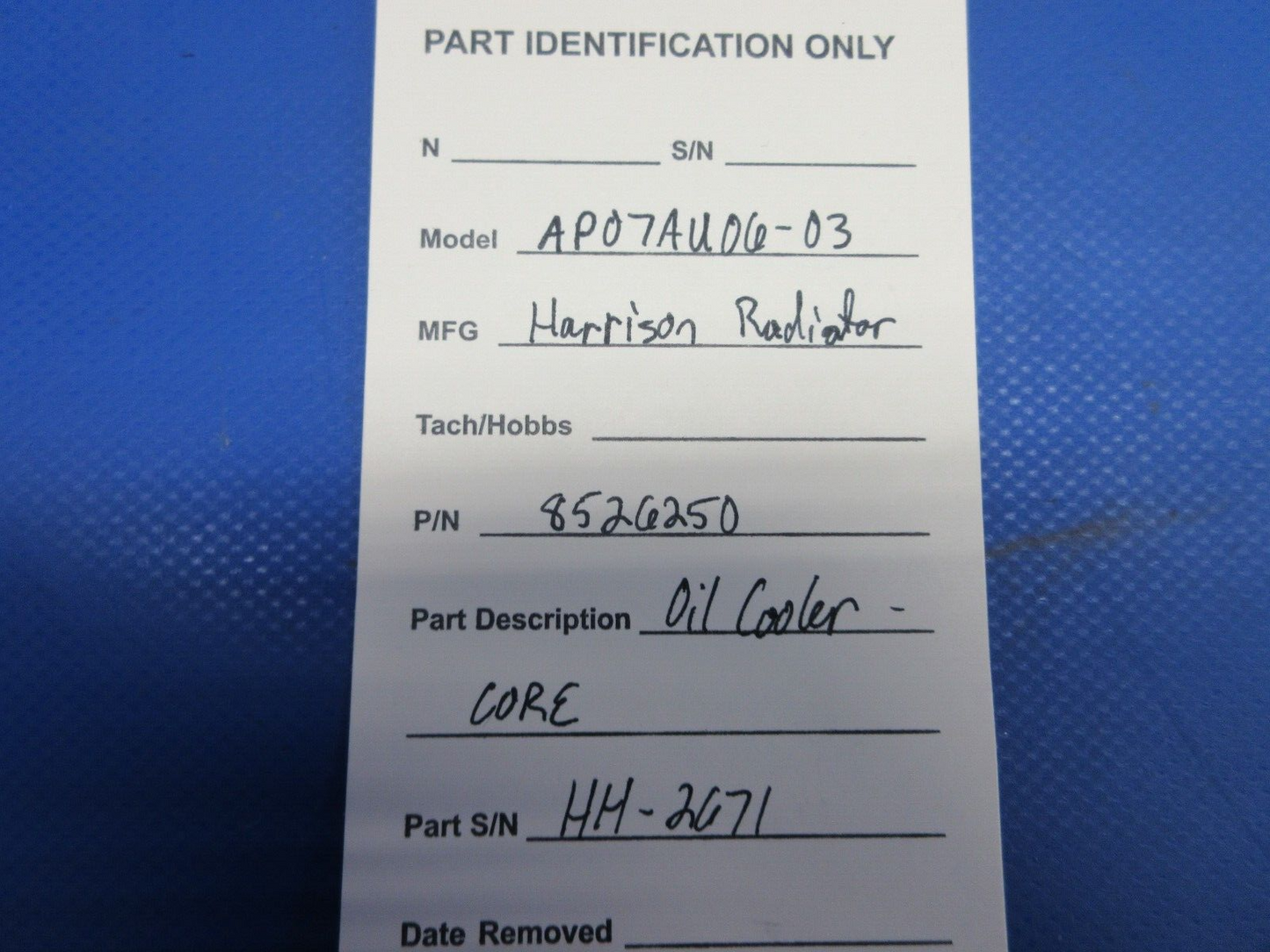 Harrison Radiator AP07AU06-03 Oil Cooler P/N 8526250 CORE (0724-702)