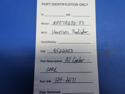 Harrison Radiator AP07AU06-03 Oil Cooler P/N 8526250 CORE (0724-702)