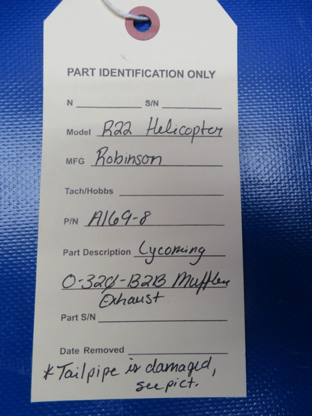 Lycoming O-320-B2B Exhaust Robinson R22 Helicopter P/N A169-8 CORE (1124-195)